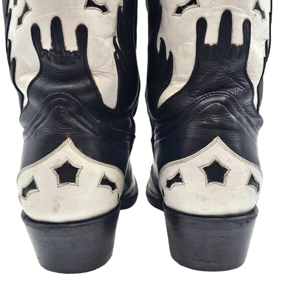 Custom Eagle Phoenix Cowboy Boots Black and White Leather Men 11 Western - Picture 6 of 14